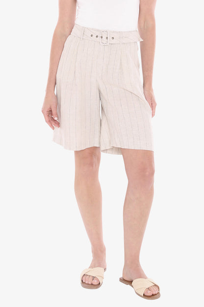 Womens Pinstripe Short Natural 596j8119a