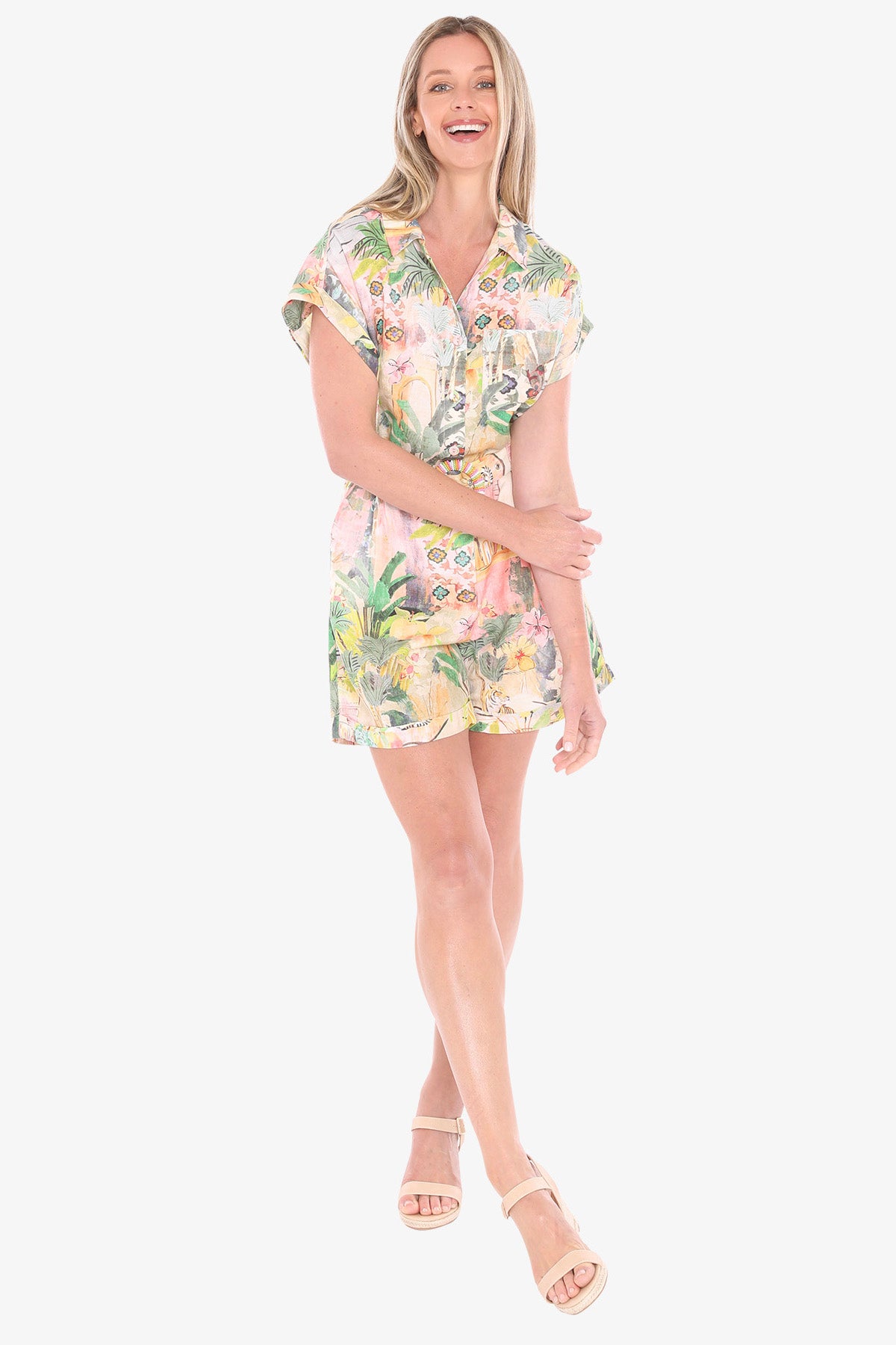 Womens Tiger Island Playsuit Multicolor 596j8184a
