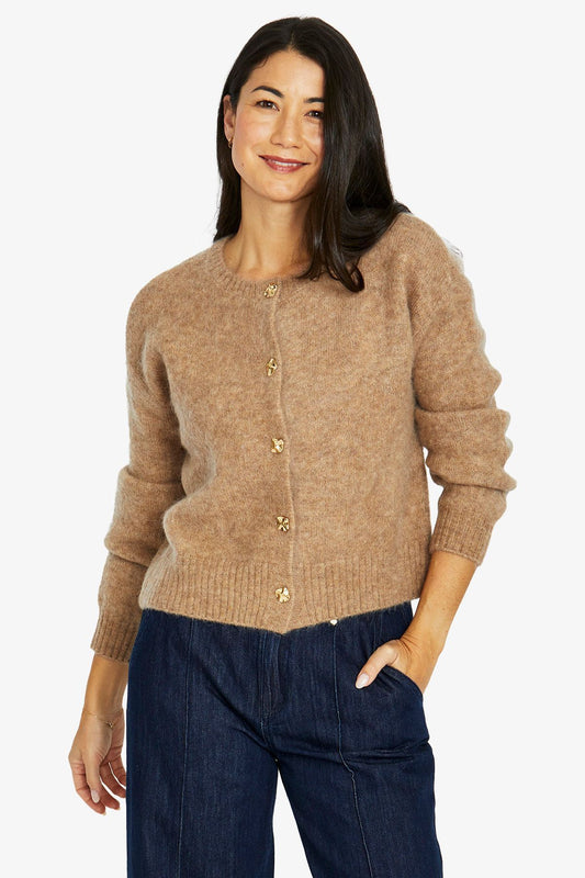 Womens Luxe Button Cardi Beige 60611091a