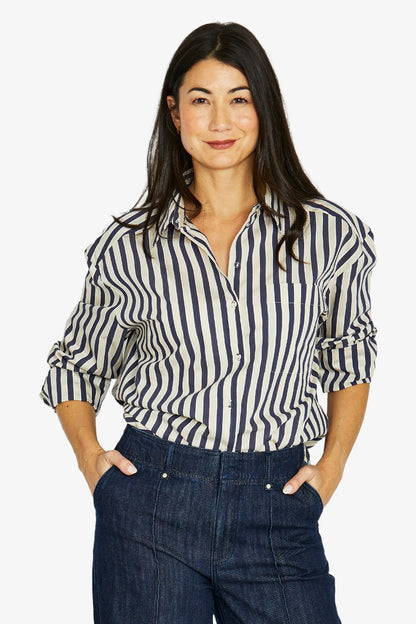 Womens Ribbon Stripe Shirt Multicolor 606j3051a