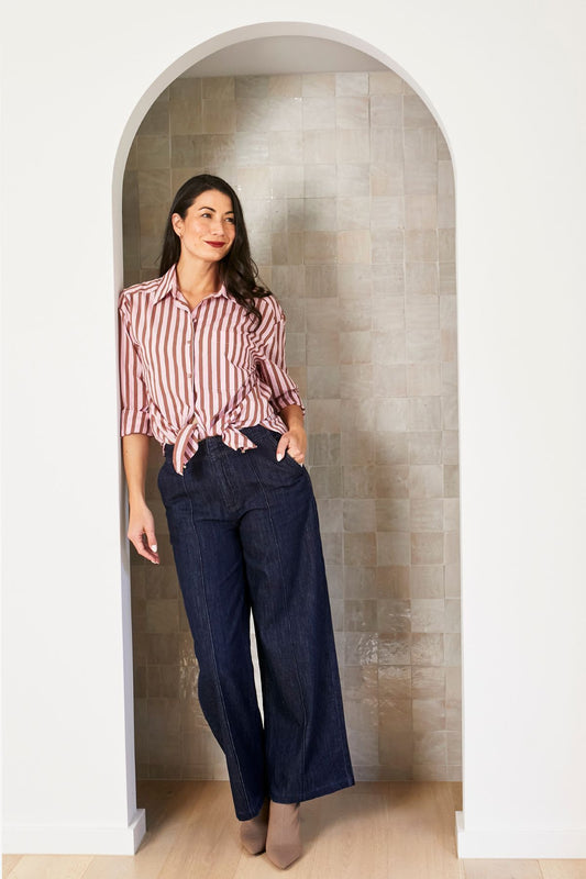 Womens Ribbon Stripe Shirt Multicolor 606j3051a