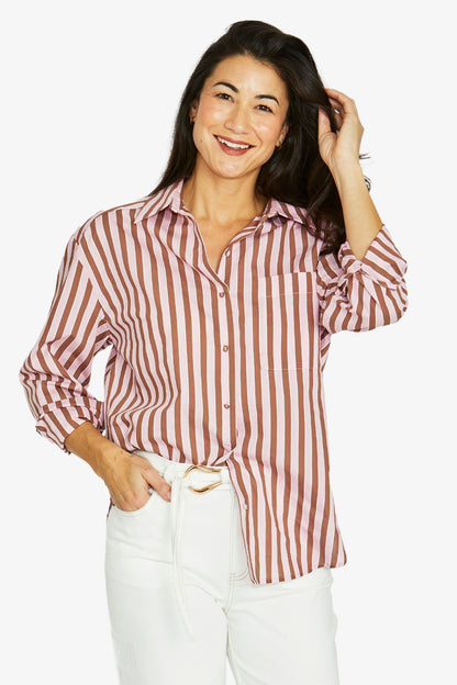 Womens Ribbon Stripe Shirt Multicolor 606j3051a