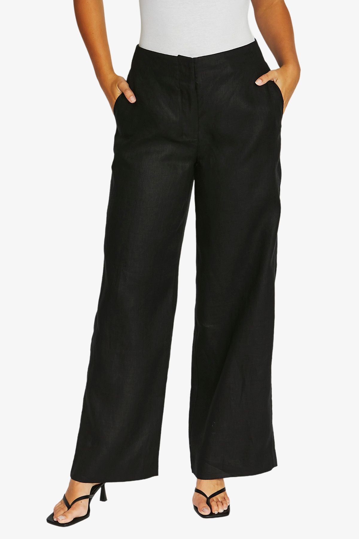 Womens Twill Wide Leg Pant Black 616j7129a