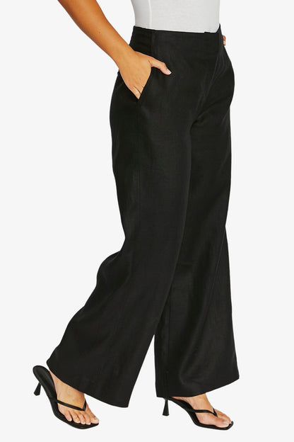Womens Twill Wide Leg Pant Black 616j7129a