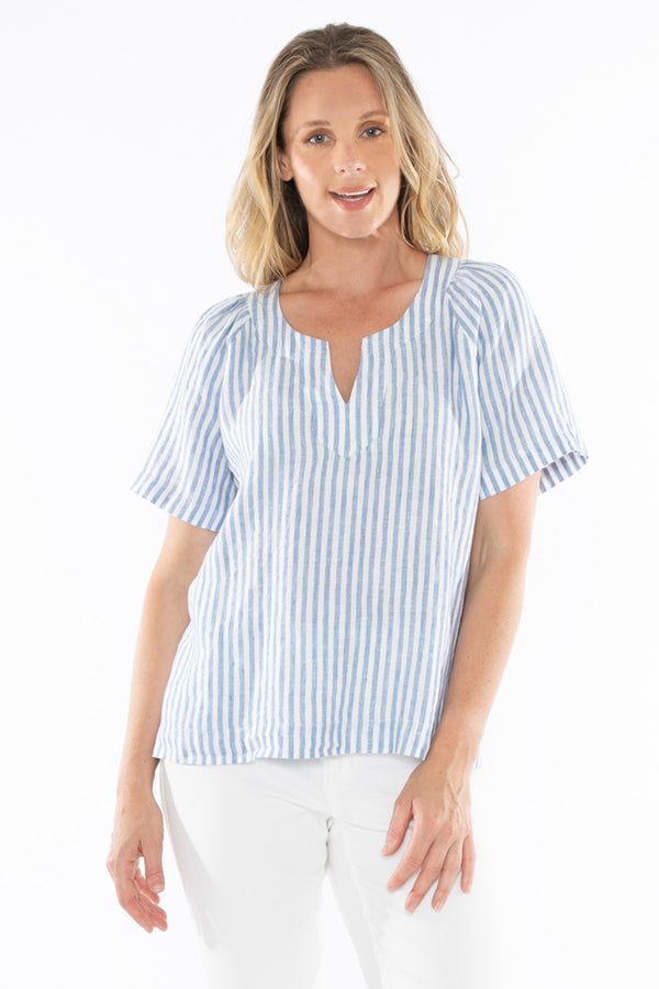 Maitea-F Top - Blue Office Stripe