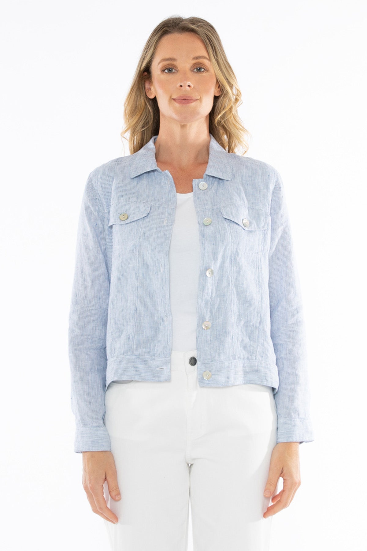 Women's Core Stripe Jacket in Blue and White