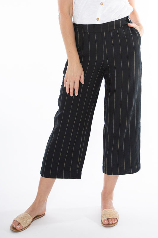 Women's Wide Stripe Pant in Black and Brown