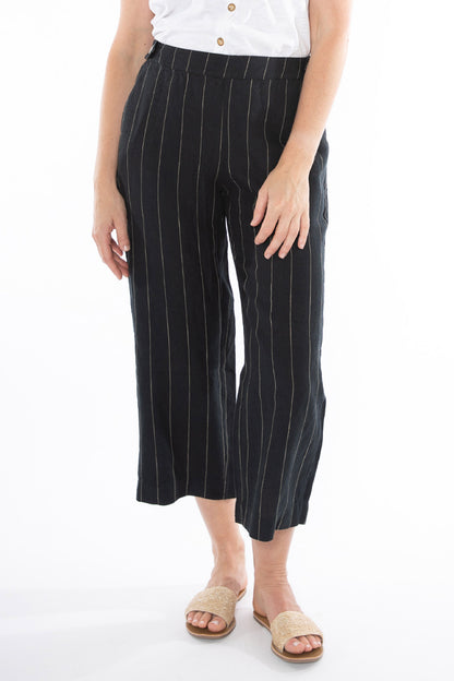 Women's Wide Stripe Pant in Black and Brown