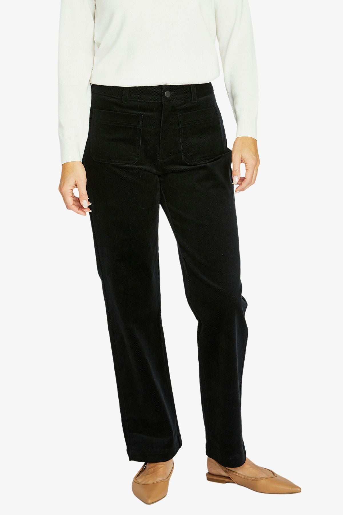 Womens 2 Pkt Cord Pant Black 606j7046a
