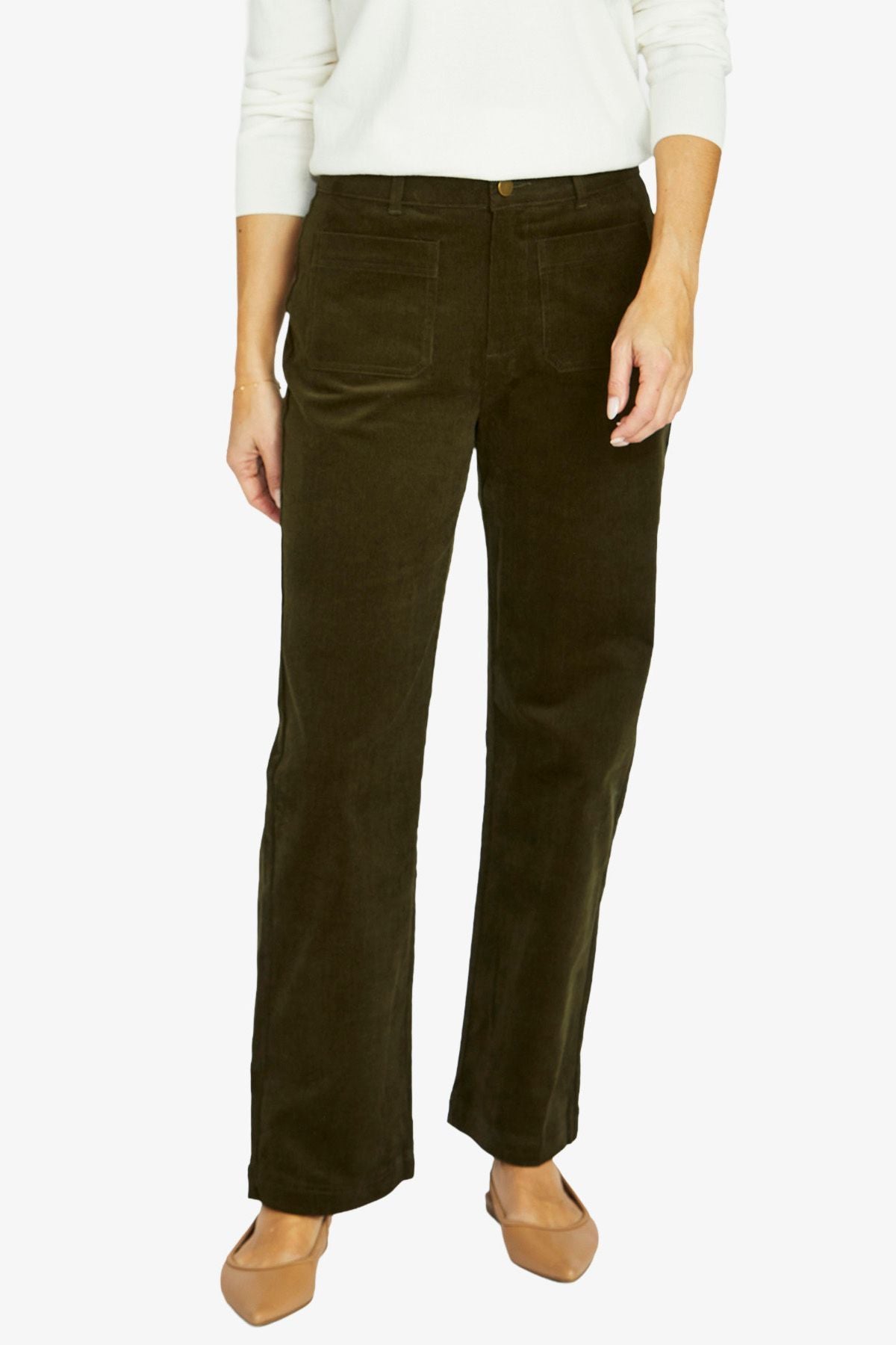 Womens 2 Pkt Cord Pant Green 606j7046a