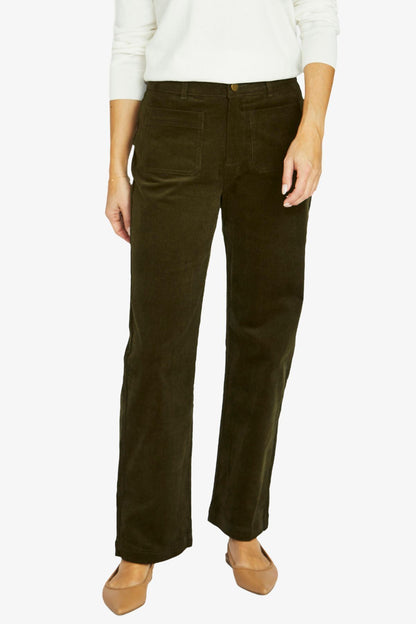 Womens 2 Pkt Cord Pant Green 606j7046a
