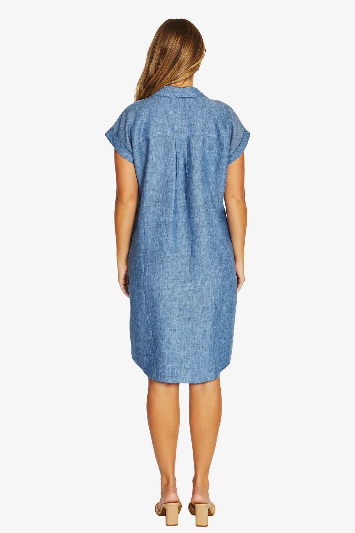 Womens 2 Pkt Shirt Dress Blue 616j5005a