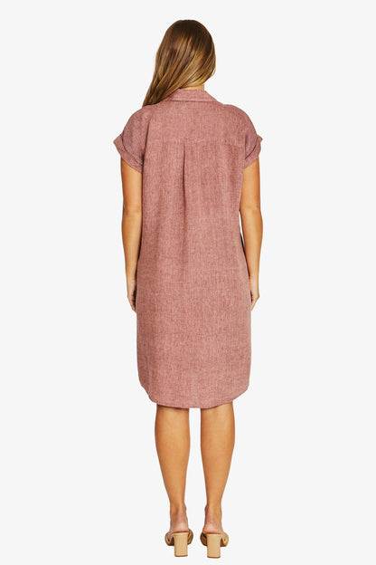 Womens 2 Pkt Shirt Dress Pink 616j5005a