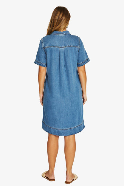 Womens 2 Pkt Soft Denim Dress Blue 616j5072a