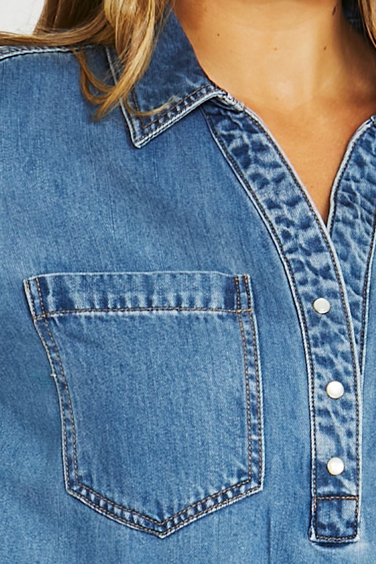 Womens 2 Pkt Soft Denim Dress Blue 616j5072a
