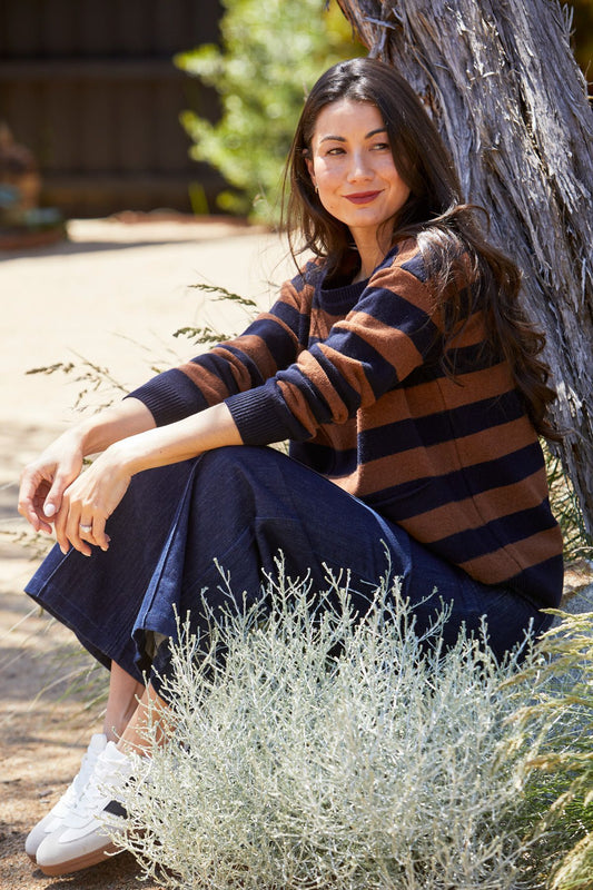 Womens 2 Pkt Stripe Pullover Multicolor 60611076a