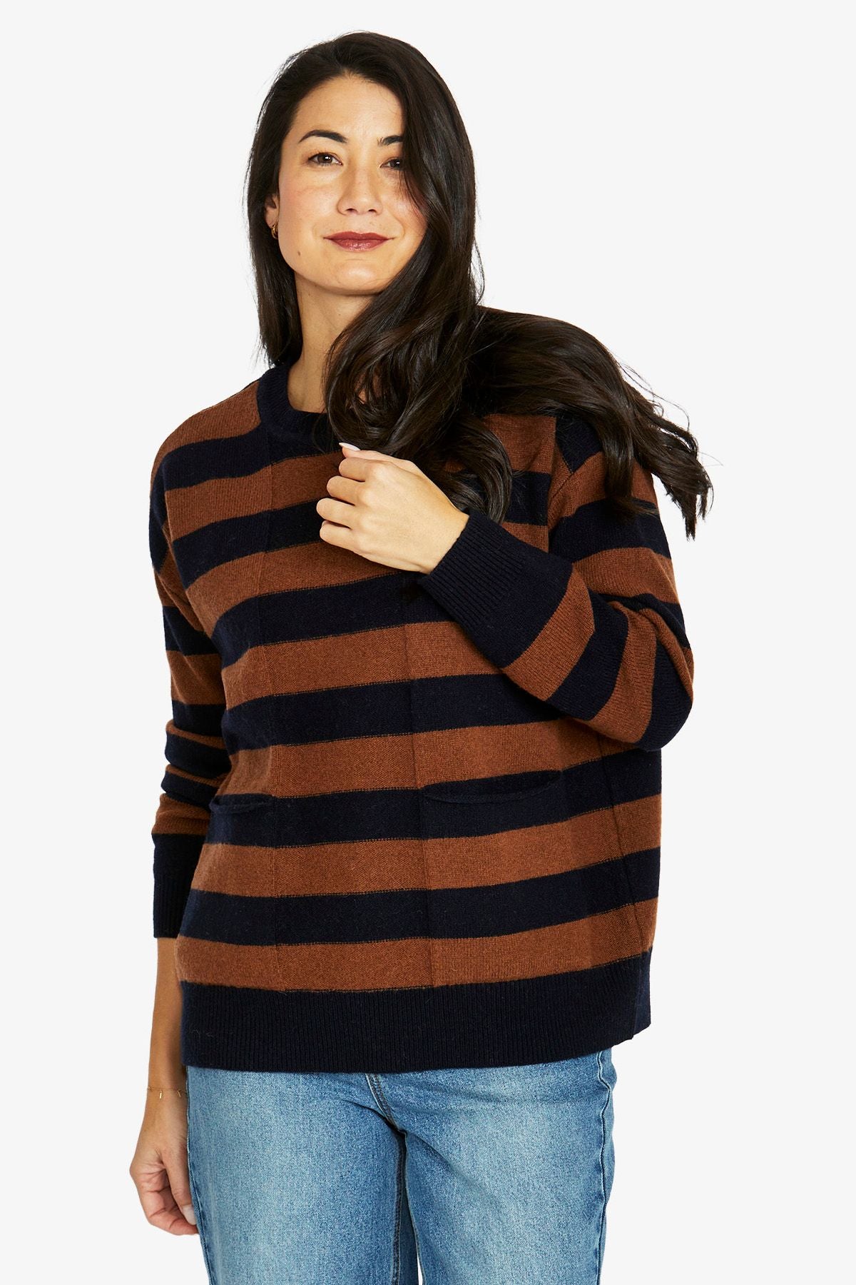 Womens 2 Pkt Stripe Pullover Multicolor 60611076a