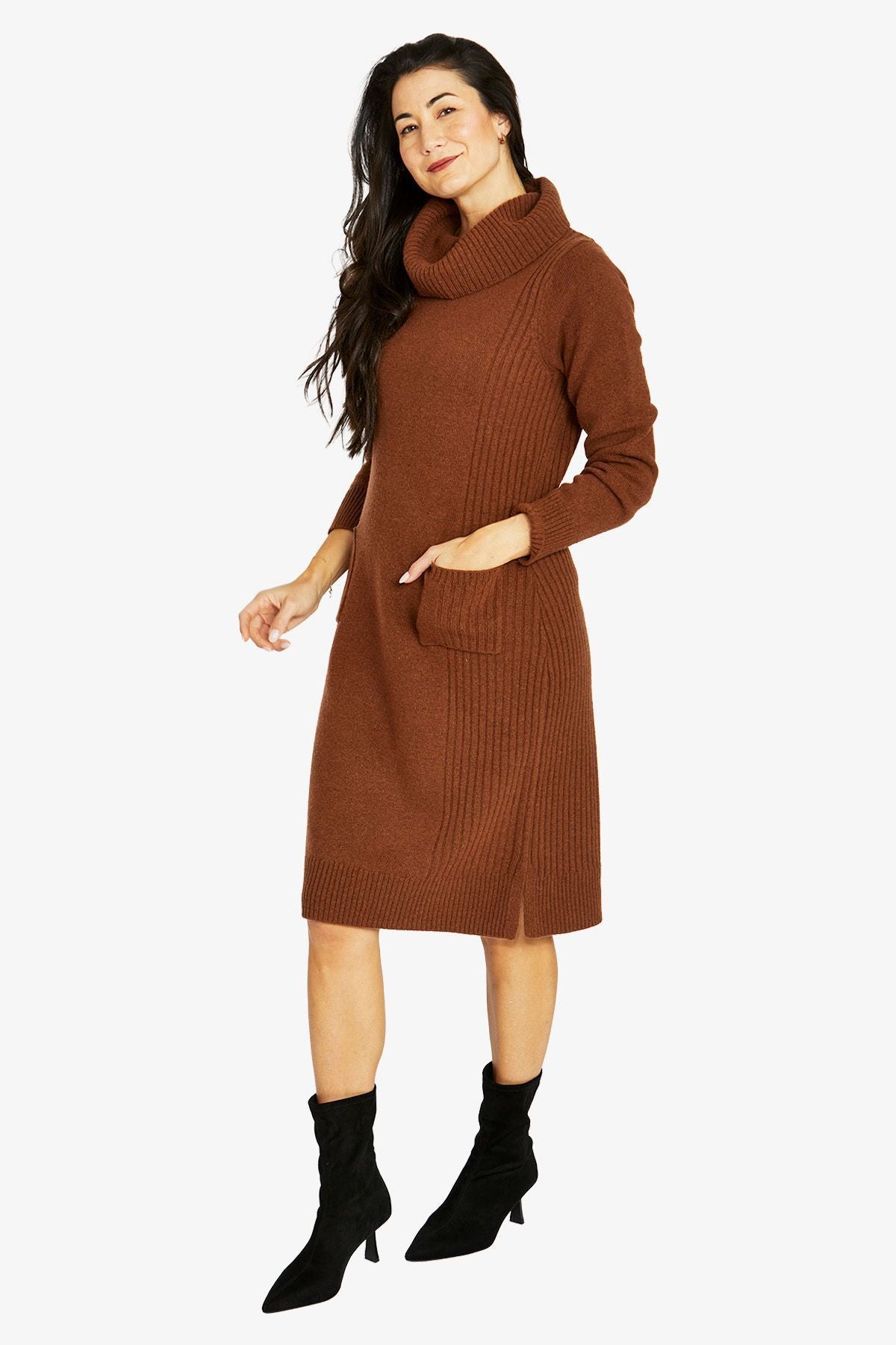 Womens 2 Pocket Dress Brown 60615078a