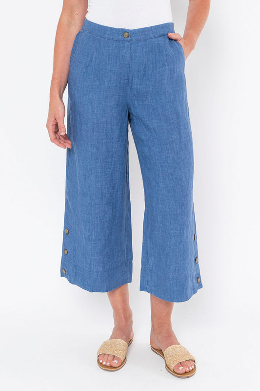 3/4 Button Detail Pant Denim