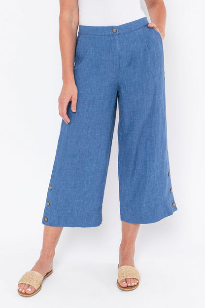 3/4 Button Detail Pant Denim