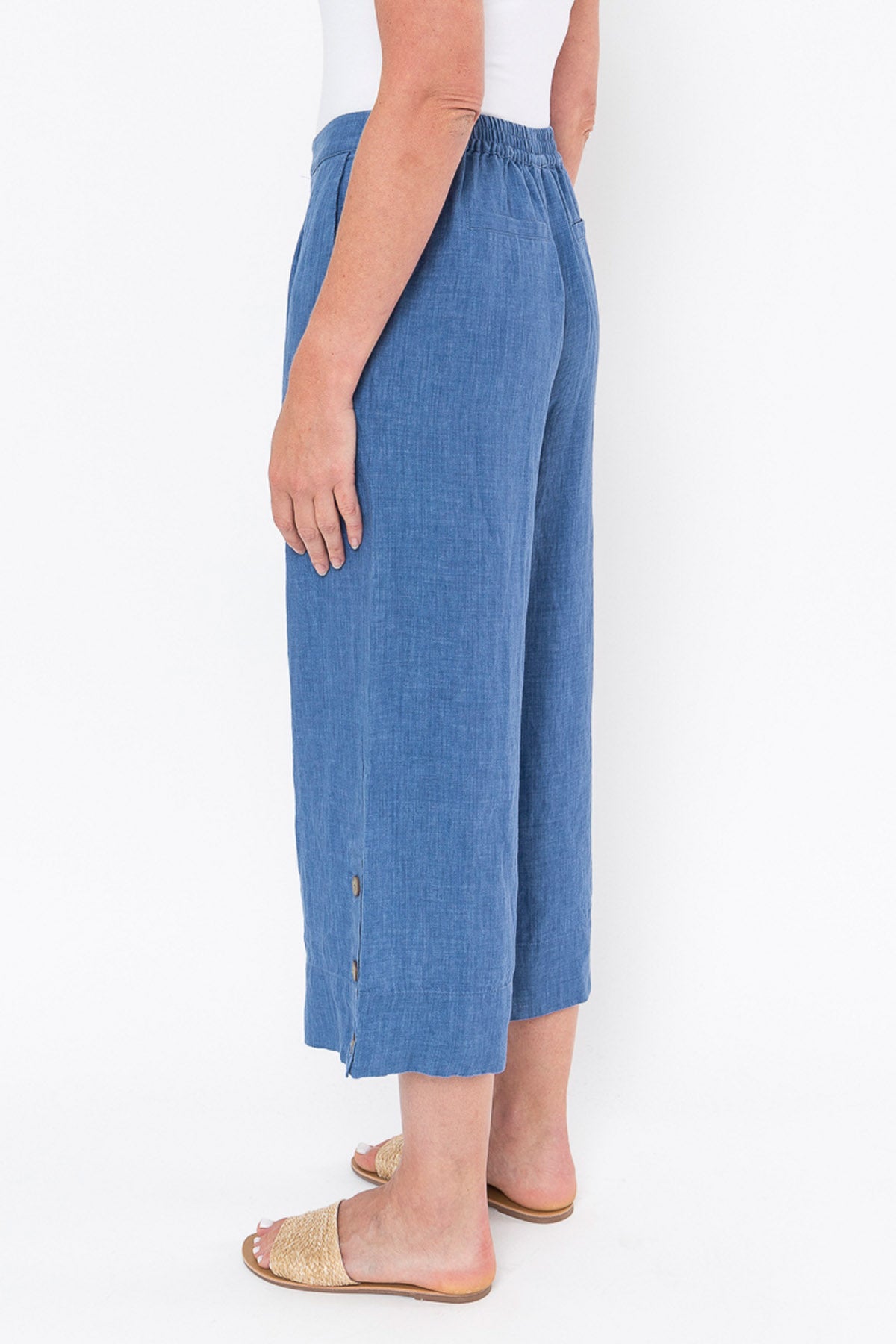 3/4 Button Detail Pant Denim
