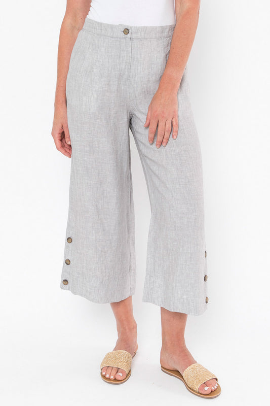 3/4 Button Detail Pant Pewter