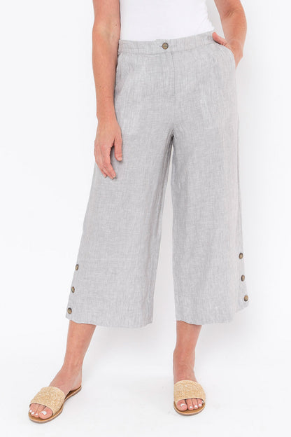 3/4 Button Detail Pant Pewter
