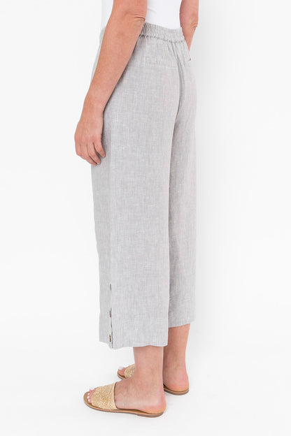 3/4 Button Detail Pant Pewter