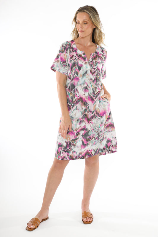 Women's Abstract Ikat Dress in Multicolour