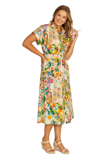 Womens Amalfi Coast Belted Dress Multicolor 616j5078a