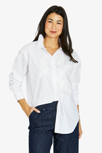 Womens Applique Shirt White 606j3002a