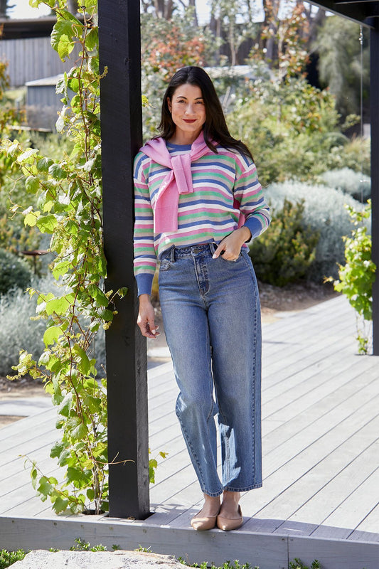 Womens Barrel Leg Jean Blue 606j7023a