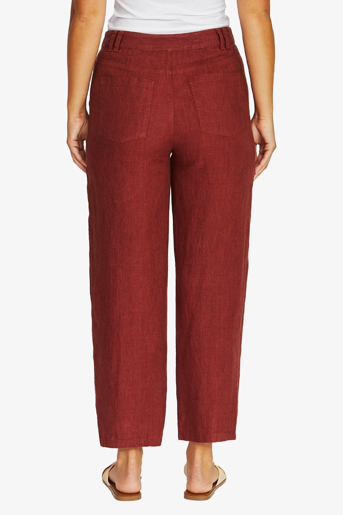 Womens Barrel Leg Linen Jean Red 616j7103a