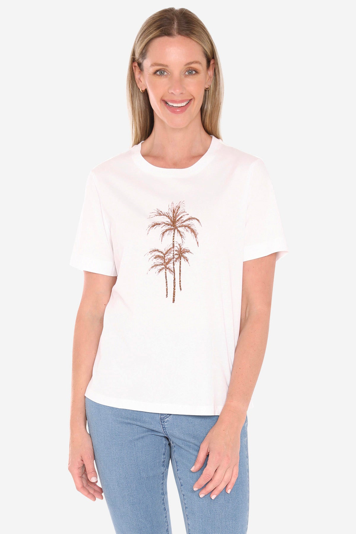 Womens Beaded Palm Tee Brown 59612015a