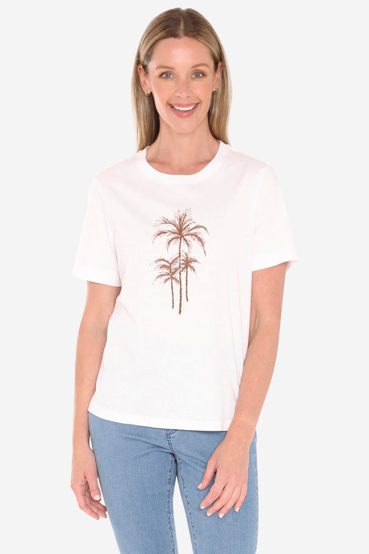 Womens Beaded Palm Tee Brown 59612015a