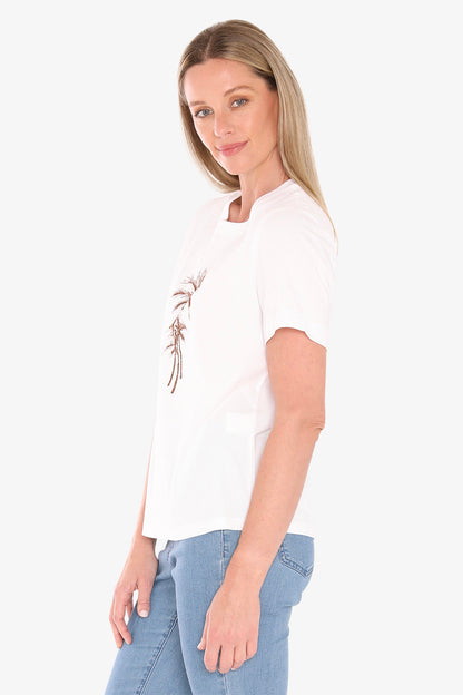 Womens Beaded Palm Tee Brown 59612015a
