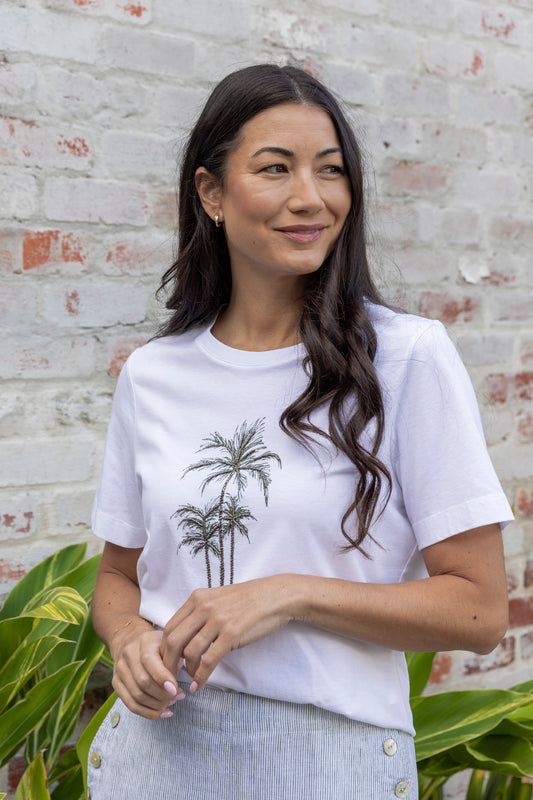 Womens Beaded Palm Tee Green 59612015a