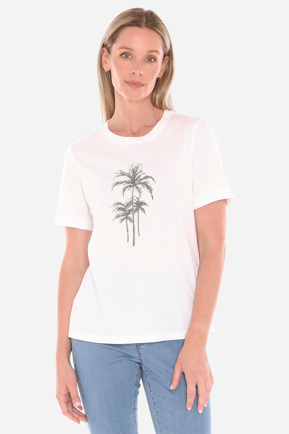 Womens Beaded Palm Tee Green 59612015a