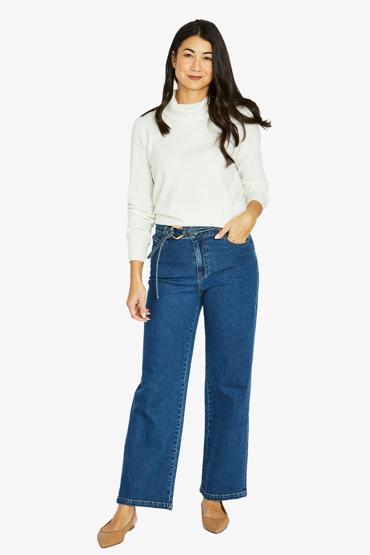 Womens Belted Denim Jean Blue 606j7020a