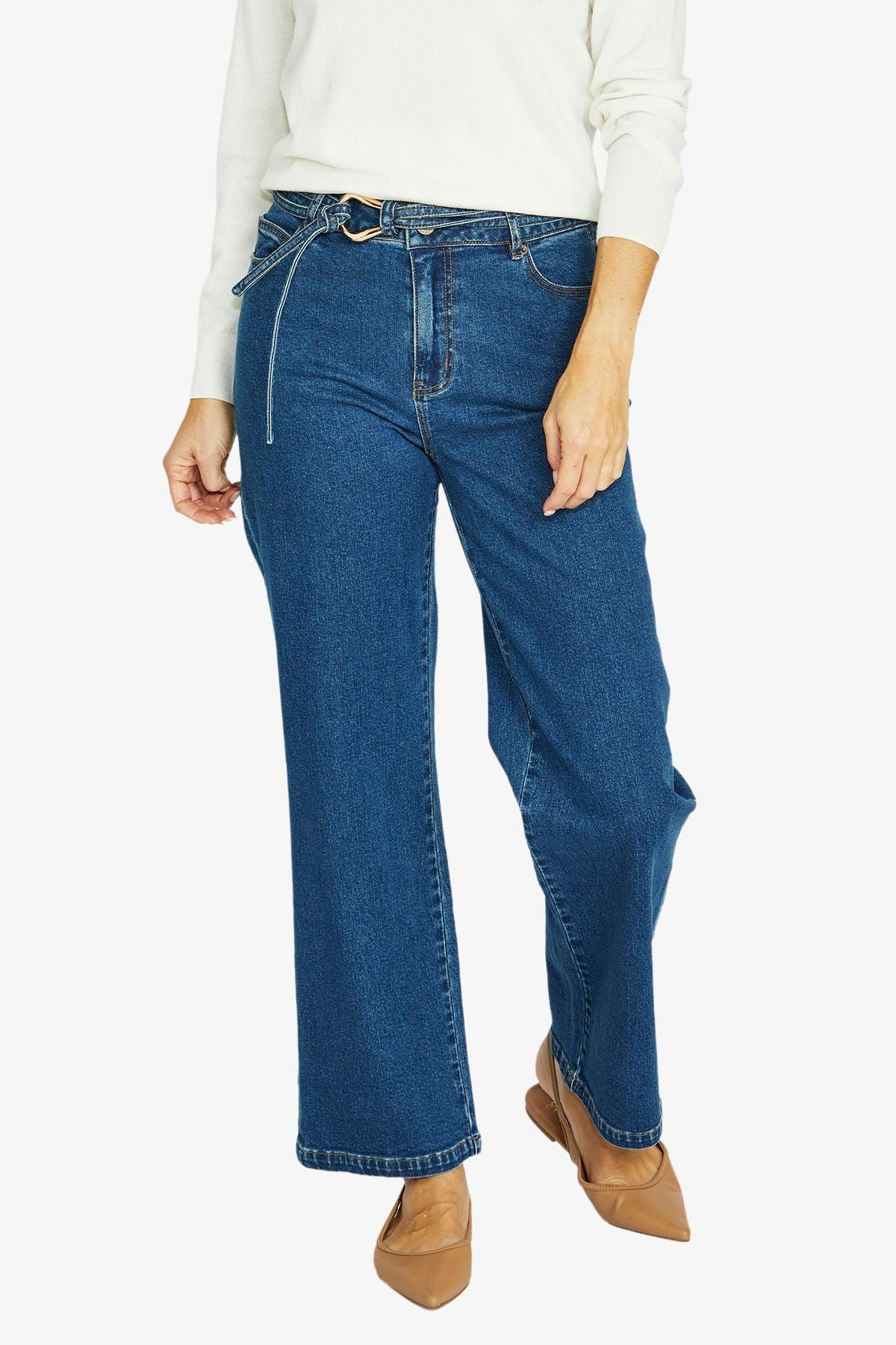 Womens Belted Denim Jean Blue 606j7020a
