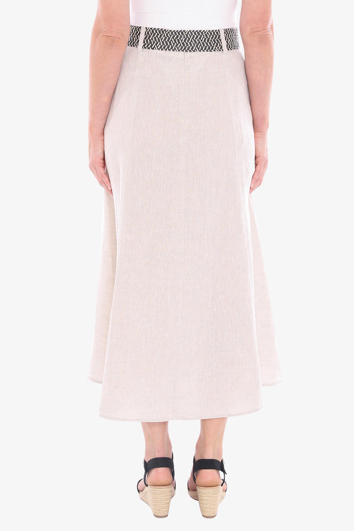 Womens Belted Panel Skirt Beige 596j6135a
