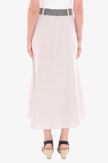 Womens Belted Panel Skirt Beige 596j6135a