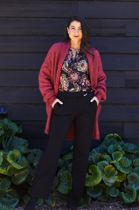 Womens Belted Ponte Pant Black 60617006a