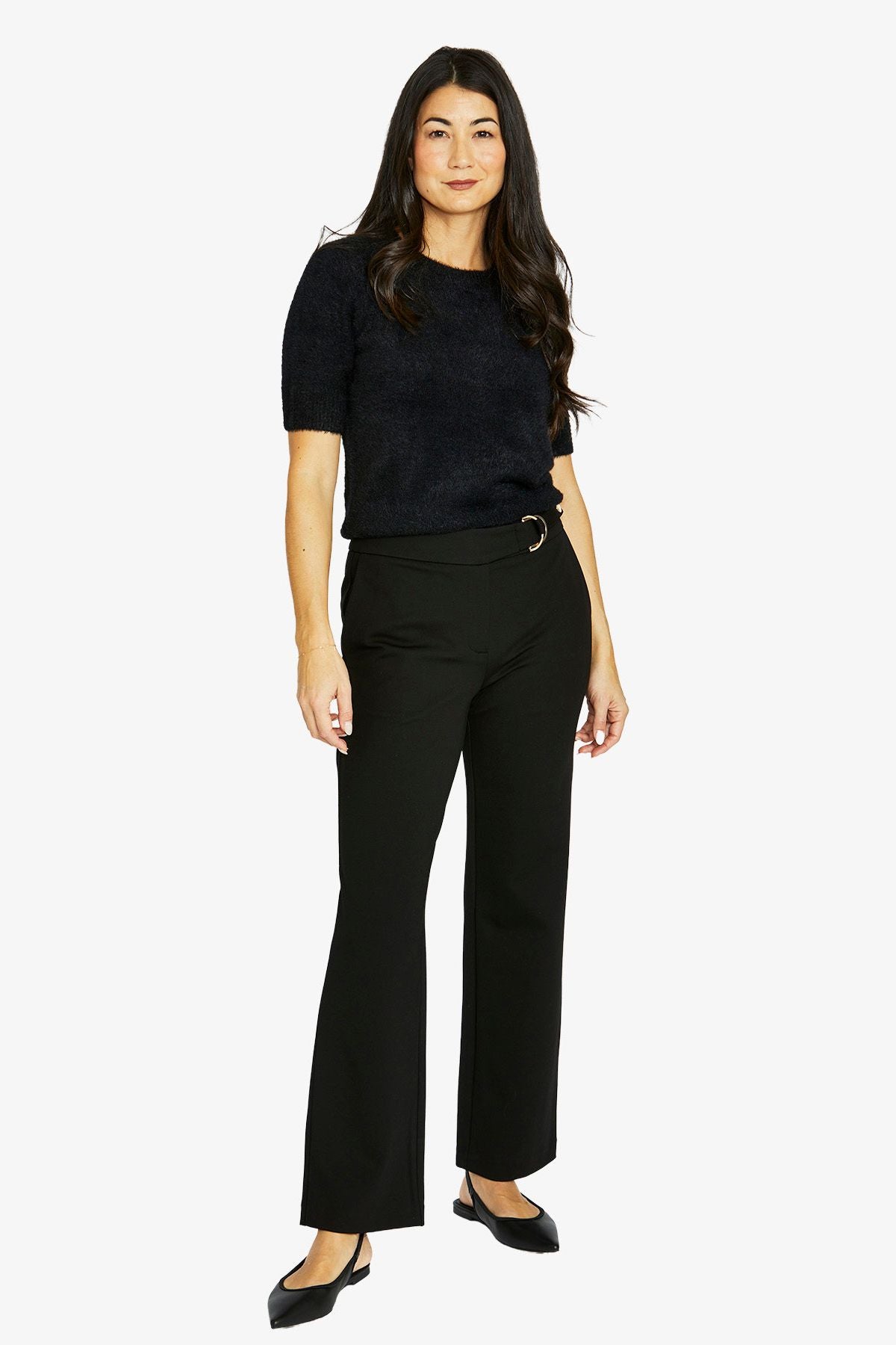 Womens Belted Ponte Pant Black 60617006a