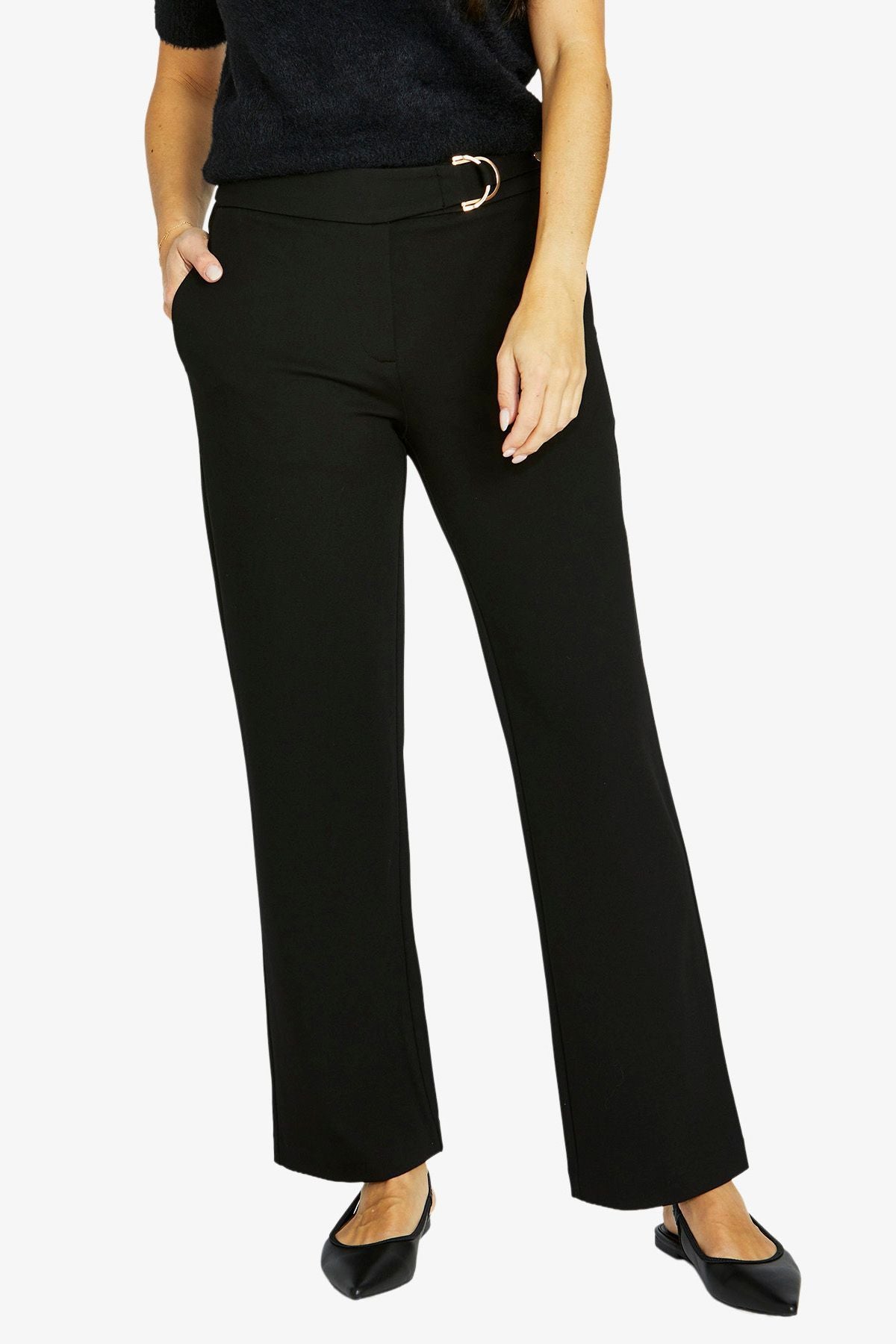 Womens Belted Ponte Pant Black 60617006a