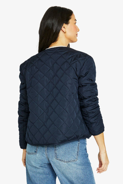 Womens Blanket Stitch Puffer Navy 606j4024a