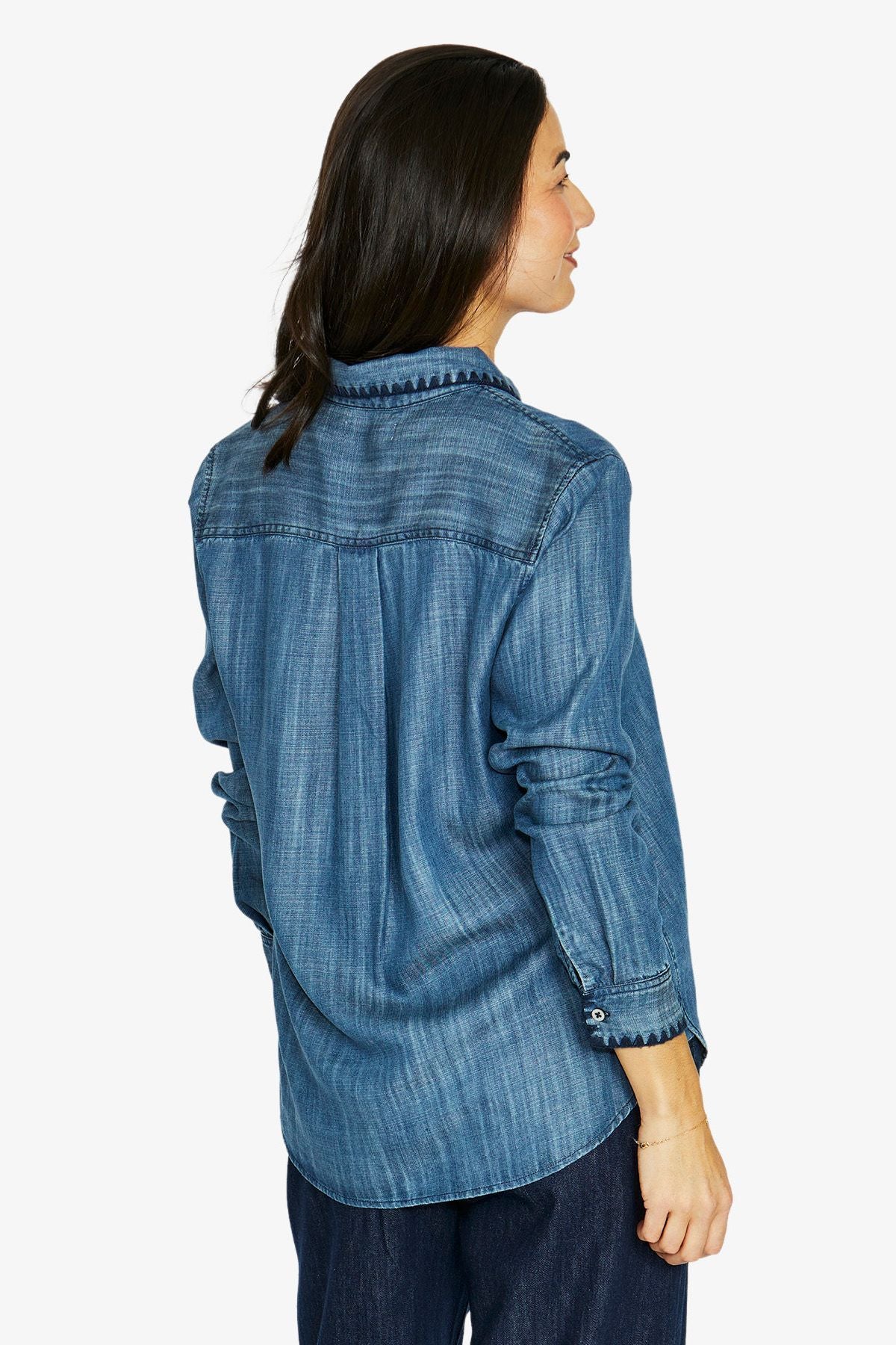 Womens Blanket Stitch Shirt Blue 606j3003a