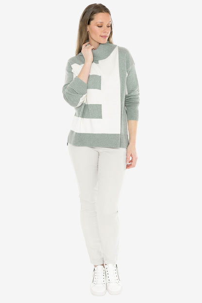 Block Panel Pullover in Alpine/Ivory