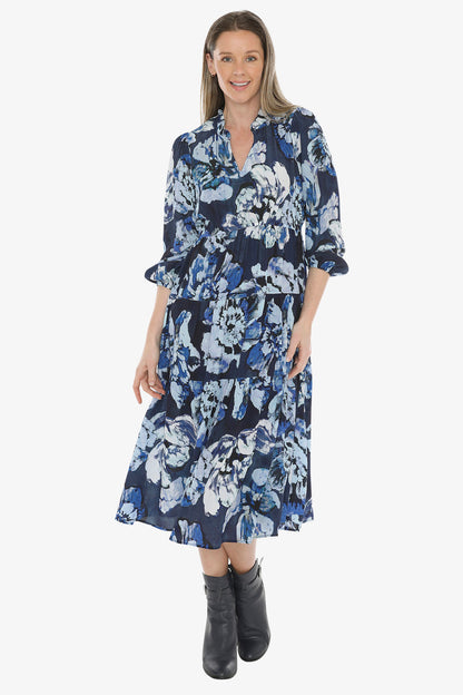 Blue Bloom Dress in Multi
