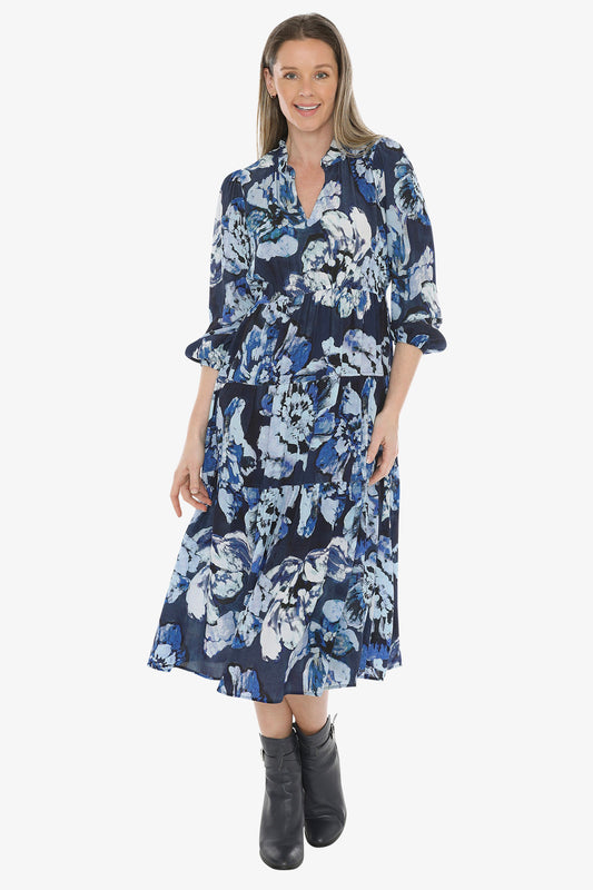 Blue Bloom Dress in Multi